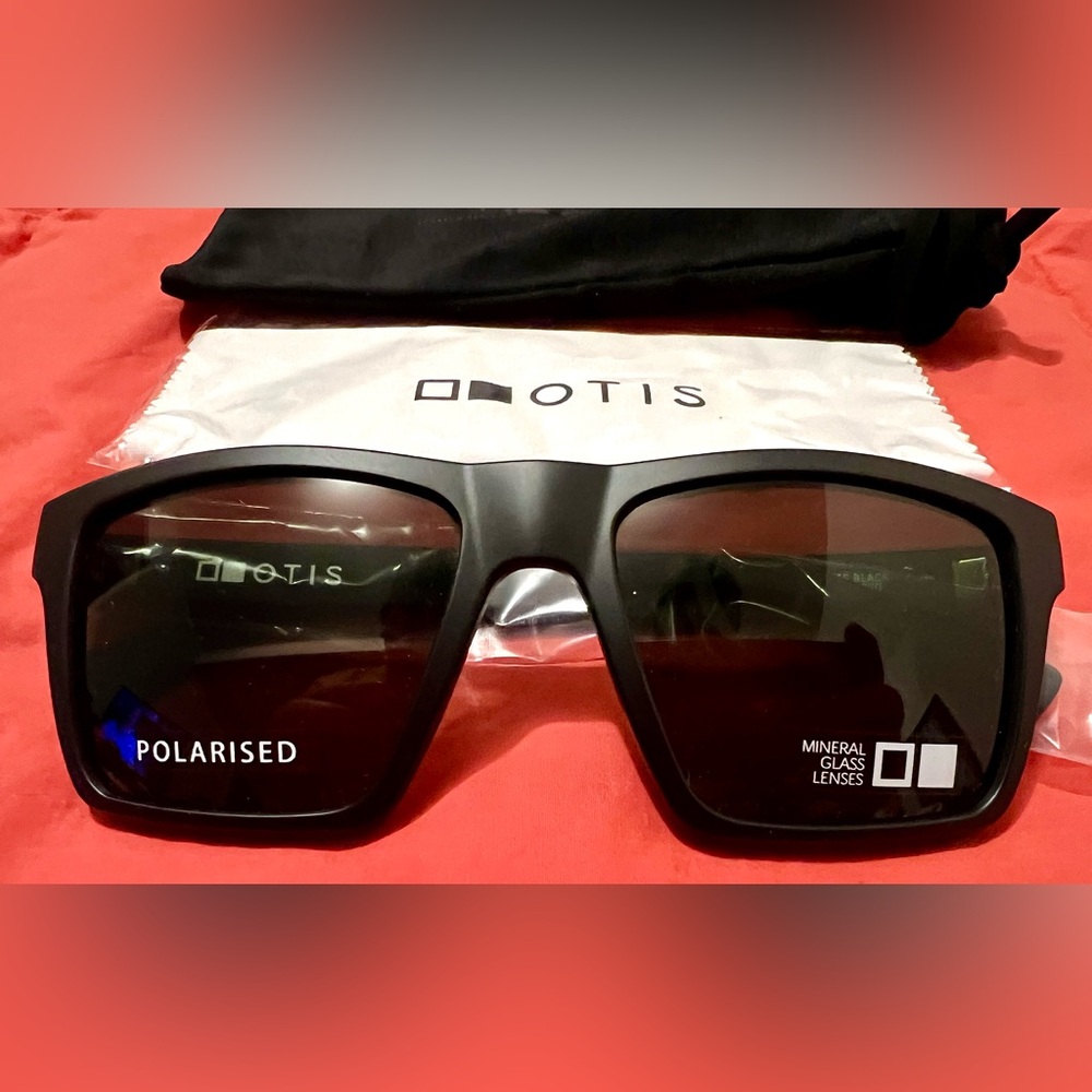 OTIS ‘Solid State’ Matte Black Sunglasses; Polarized, Mineral Glass Lens